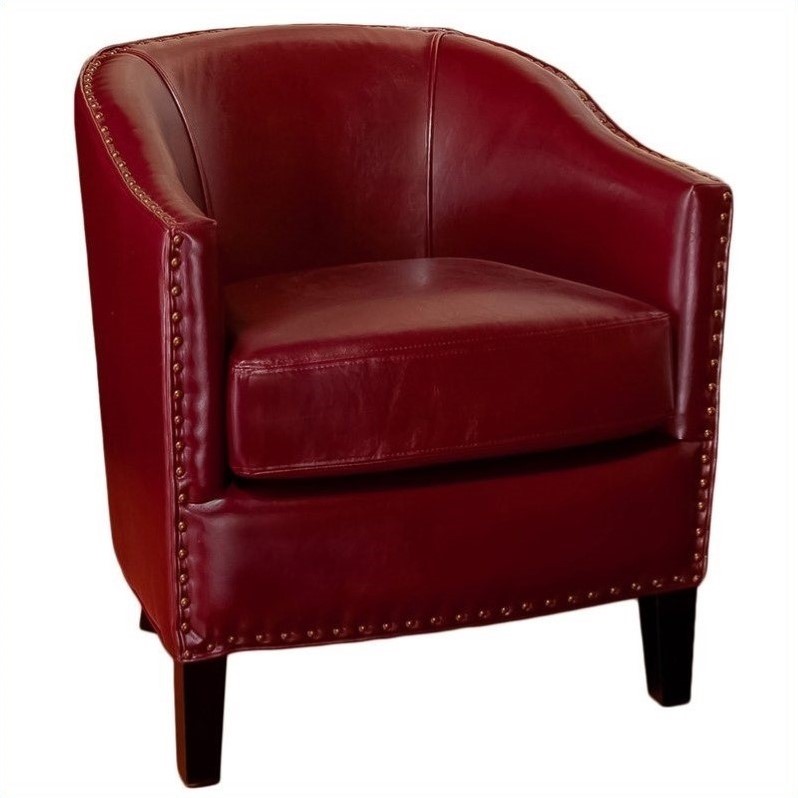 Trent Home Jeremy Leather Club Chair in Red - 618062CY