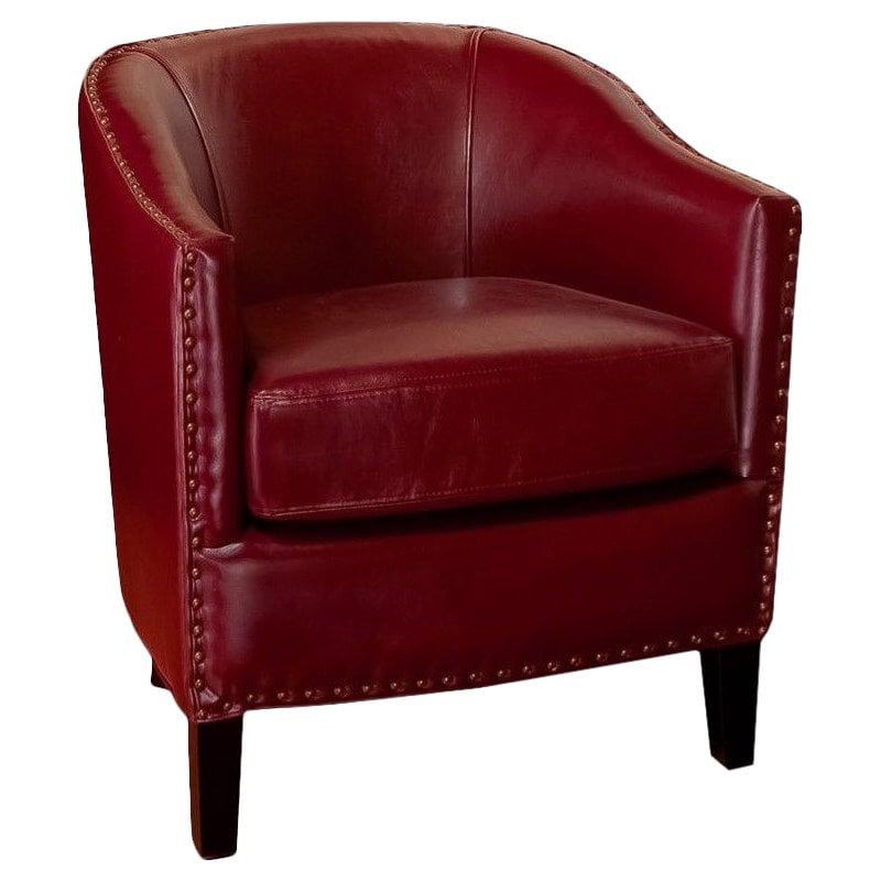 Red leather tub discount chair