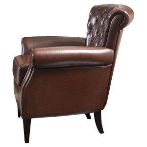 noble house orlando leather club chair in brown