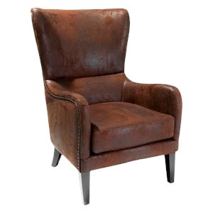 noble house columbus fabric studded club chair in brown