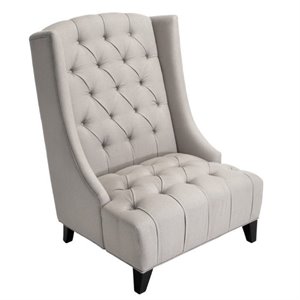 Trent Home Fabric Wingback Tufted Club Swayback Chair in Beige