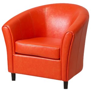 noble house jean leather barrel club chair in orange