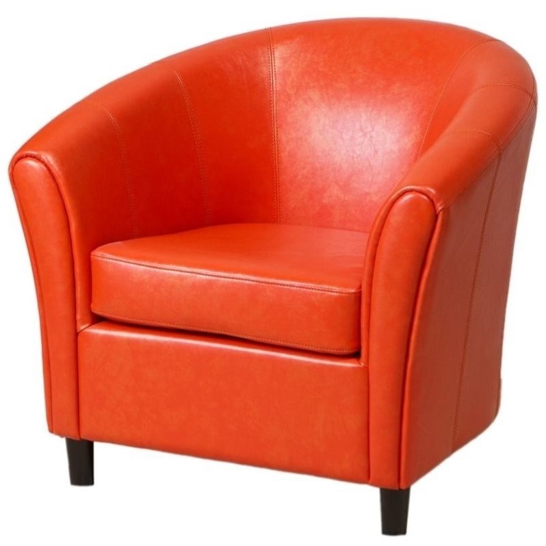 Trent Home Jean Leather Barrel Club Chair in Orange - 708312CY