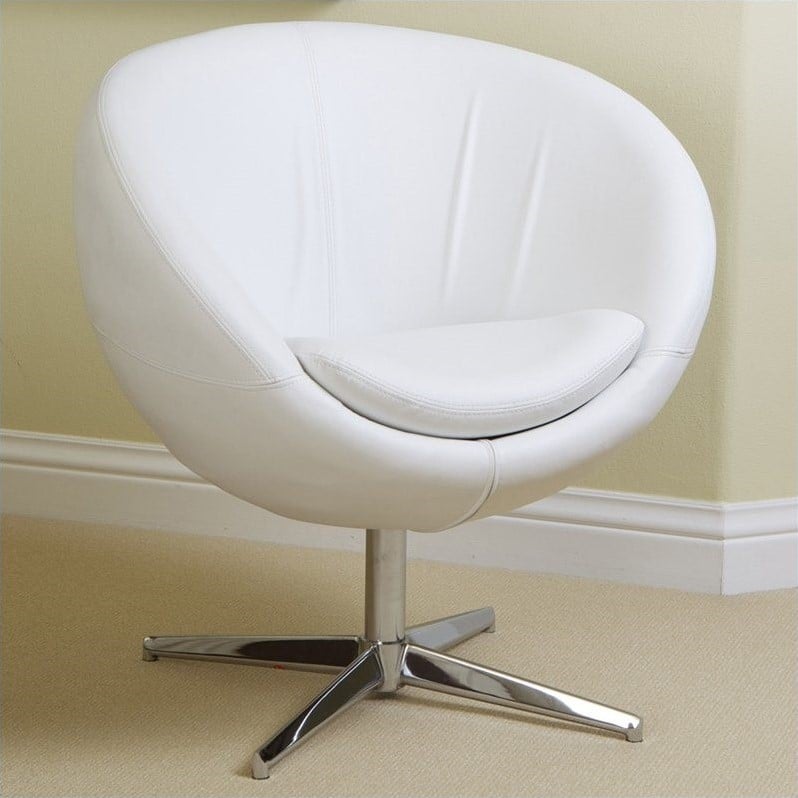 Noble House Daniel Leather Egg Chair In, White Leather Egg Chair