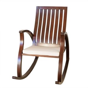 noble house angela rocking chair with cushion in brown mahogany