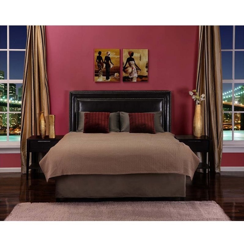 Faux Leather Upholstered Full Queen Headboard in Espresso WM3879HFQ