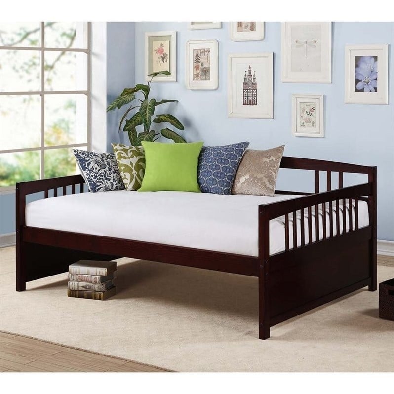 Dorel Living Morgan Full Wood Daybed in Espresso Chocolate