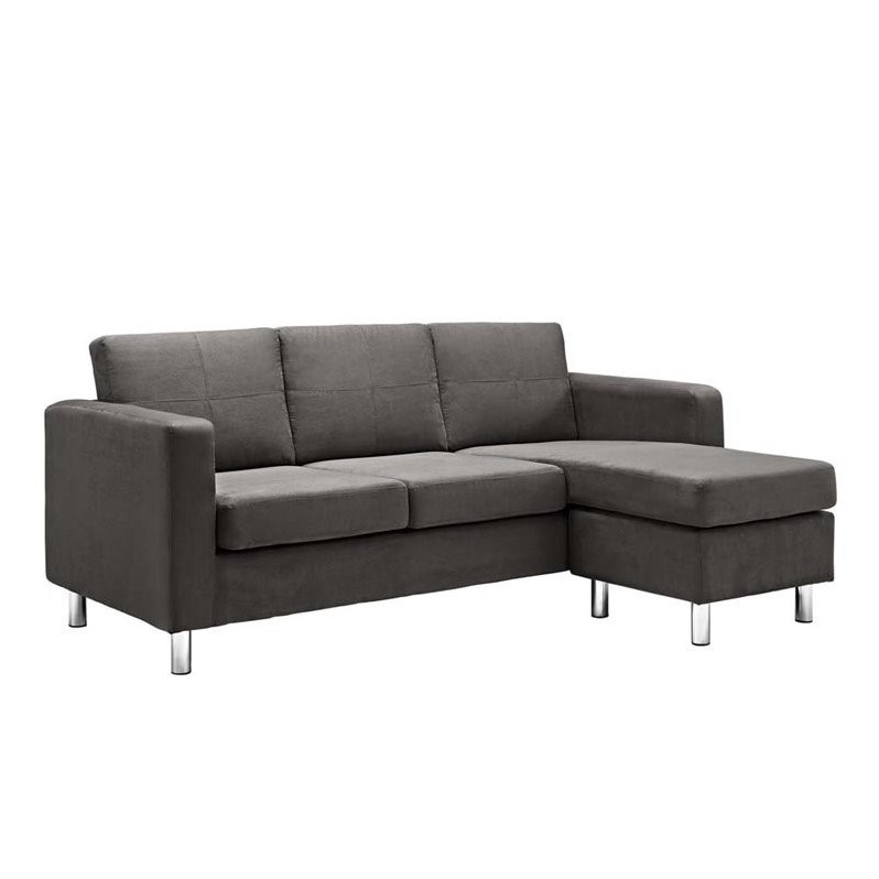 Dorel Living Small Spaces Adjustable Sectional Sofa In Gray