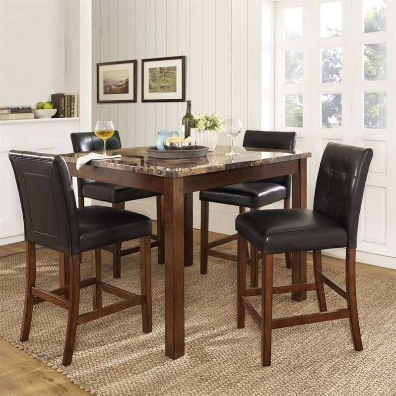 5 Piece Faux Marble Top Counter Height Dining Set - DA7241