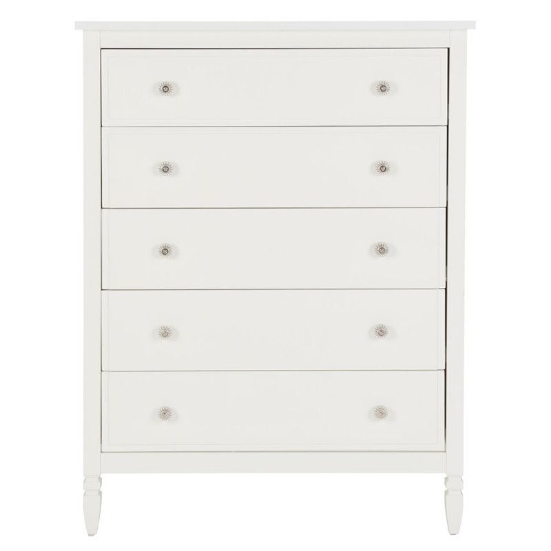 Dorel Living Vivienne 5 Drawer Chest In White Dl1010 6sil