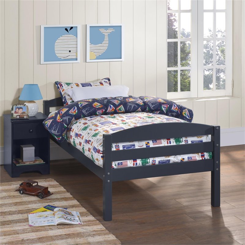 Dorel Living Brady Twin over Full Bunk Bed in Graphite Blue