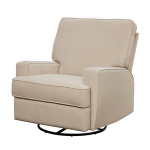 baby relax traditional rylan fabric swivel gliding recliner in beige