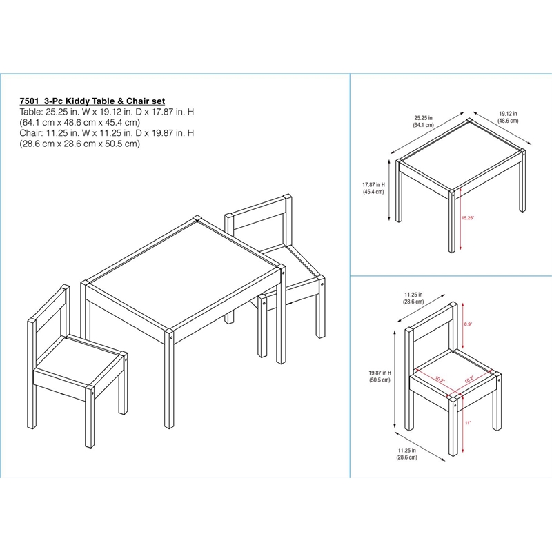 Baby Relax Hunter 3 Piece Table and Chair Set in Gray