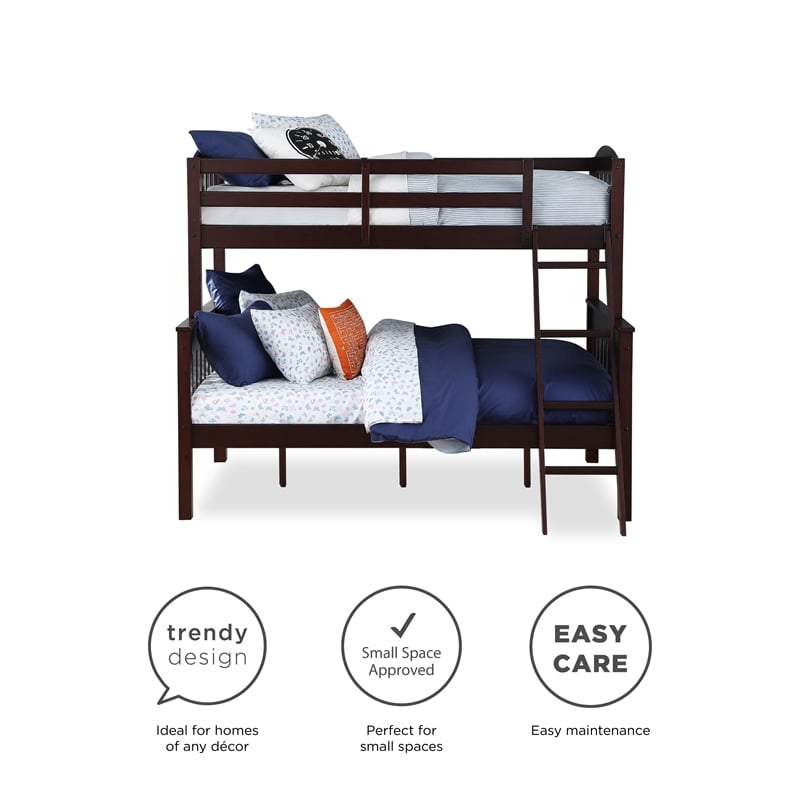 Dorel Living Airlie Twin over Full Bunk Bed in Espresso