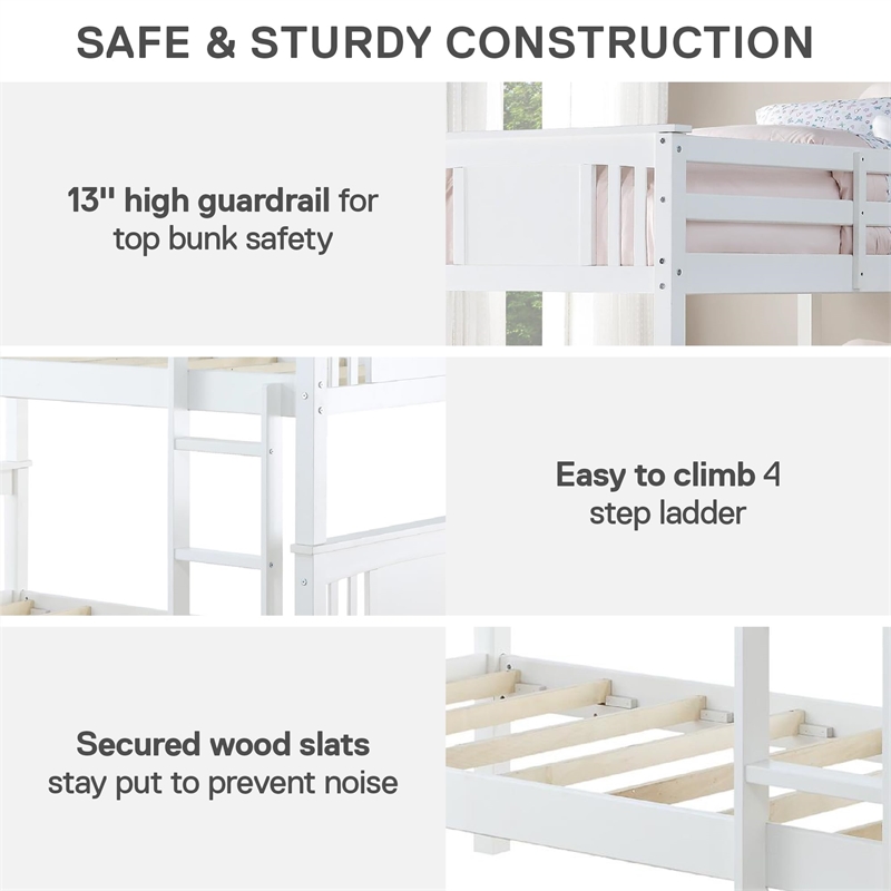 Dorel Living Dylan Twin Bunk Bed in White