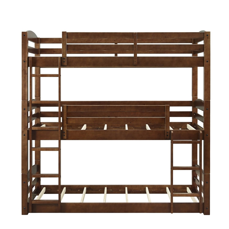 Dorel Living Sierra Traditional Wood Twin Triple Bunk Bed in White 