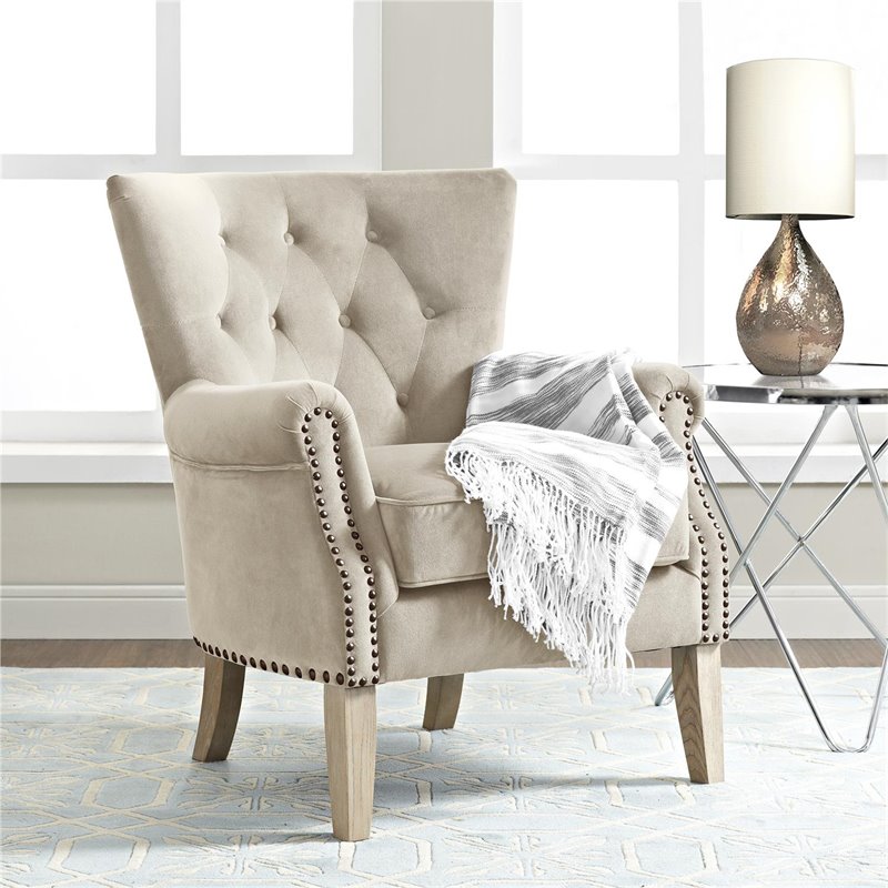 Dorel Living Accent Chair in Beige BushFurnitureCollection