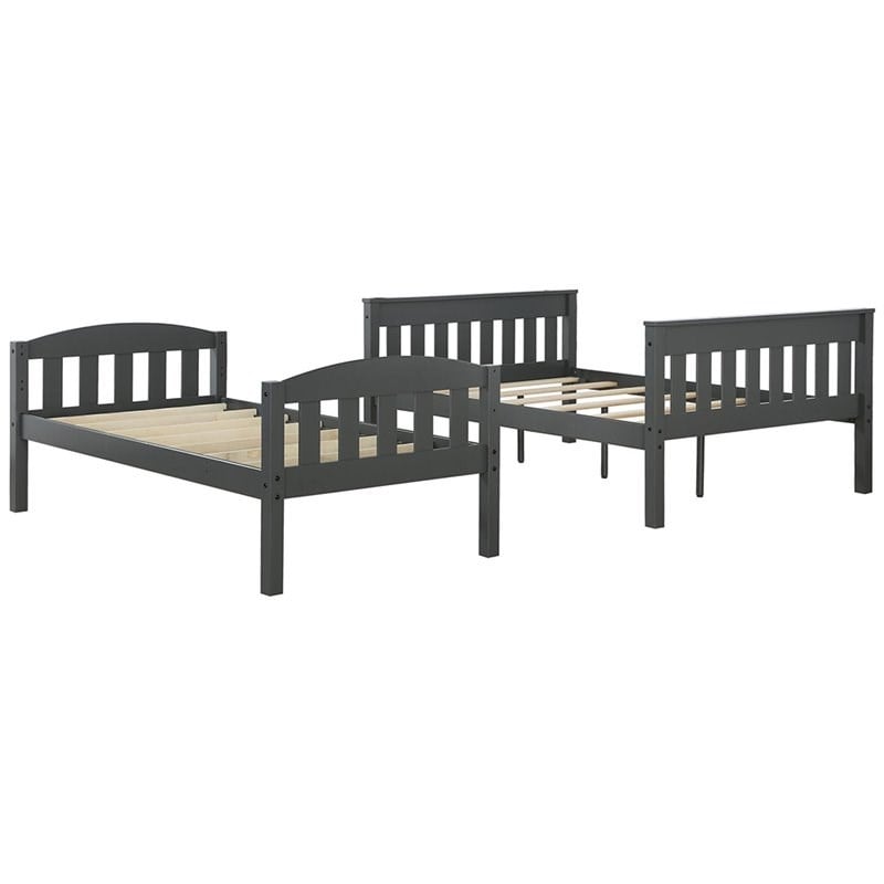 Dorel Living Airlie Twin Over Full Bunk Bed in Slate Gray