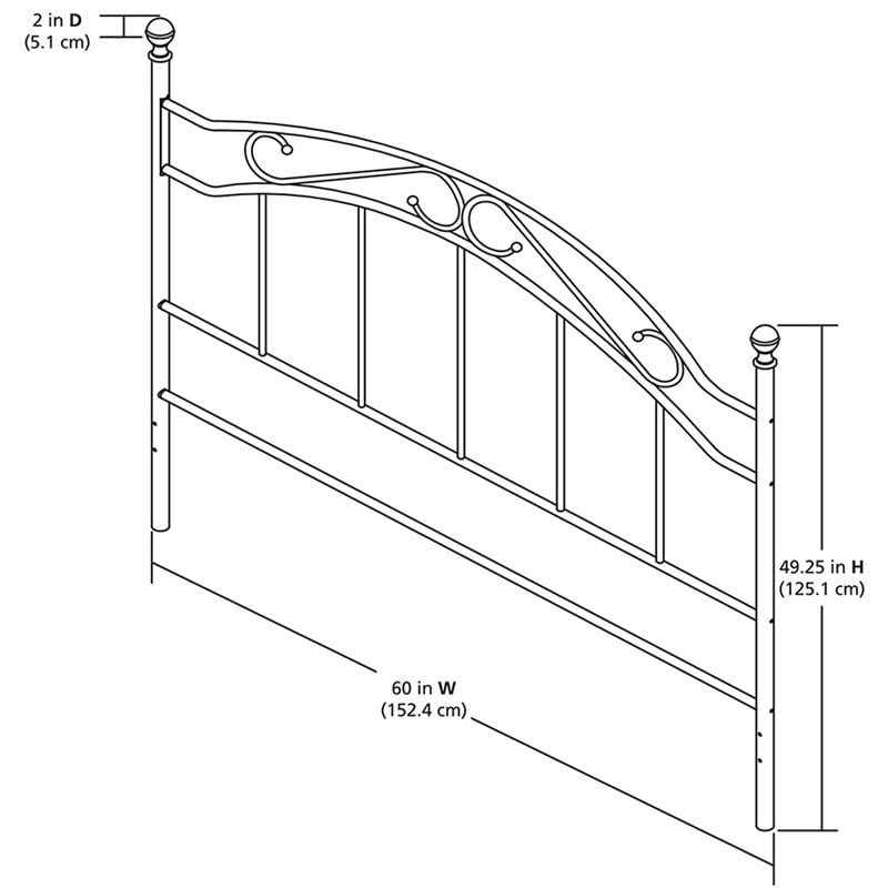 Dorel Living Winnie Queen Metal Spindle Headboard in Pewter