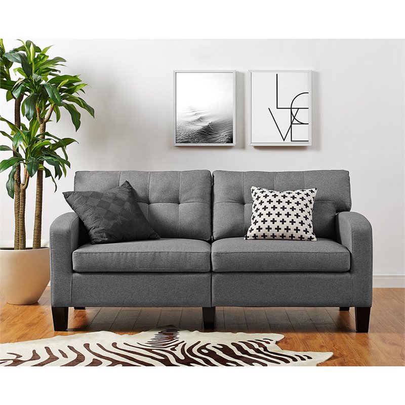 Dorel Living I Tufted Sofa In Gray And Black