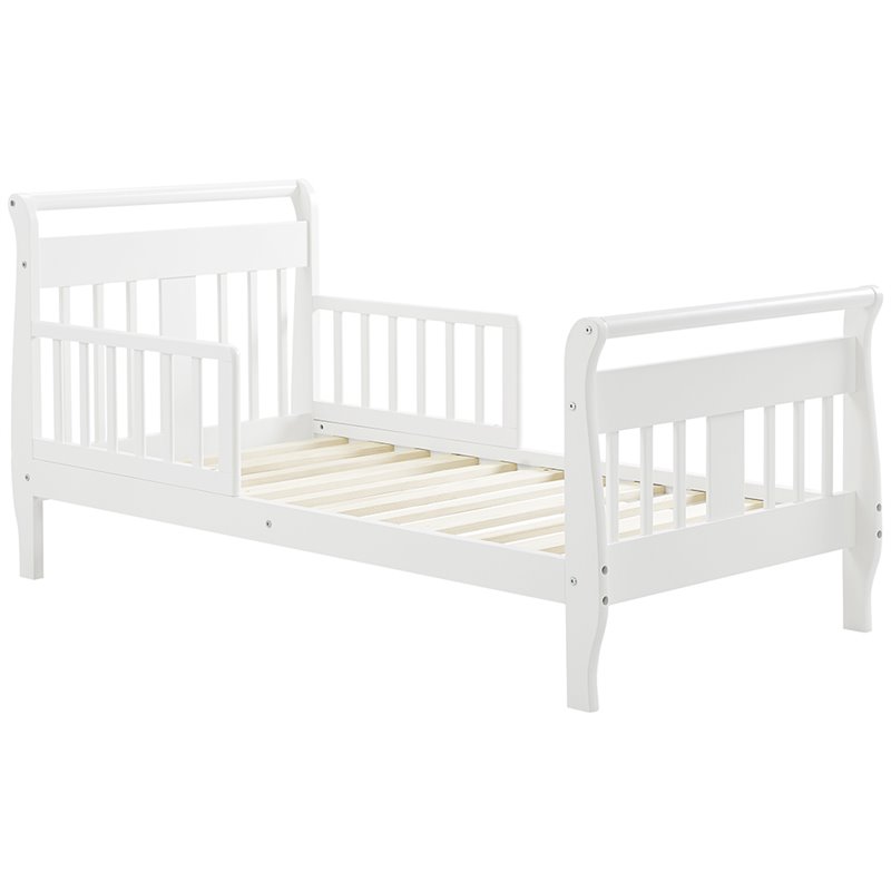 Baby Relax Modern Burton Sleigh Wood Toddler Bed in White
