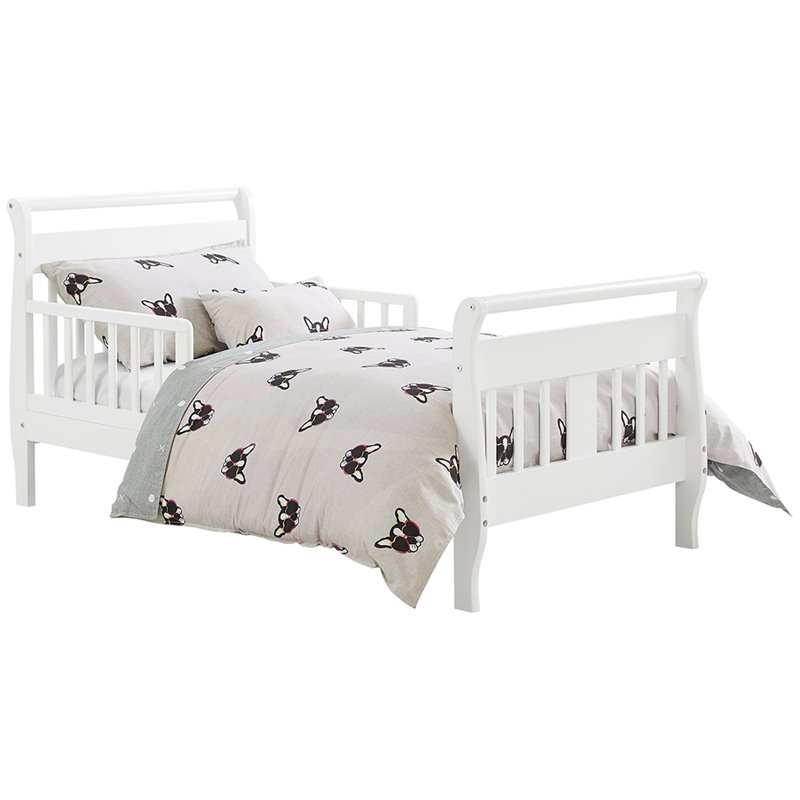 Baby Relax Modern Burton Sleigh Wood Toddler Bed in White