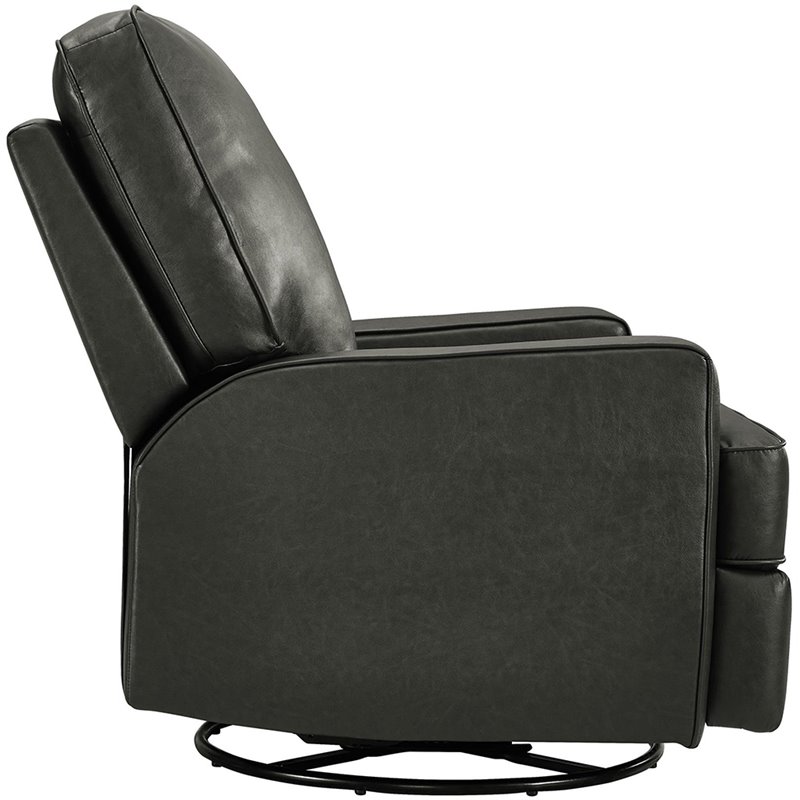 Dorel Living Dayton Faux Leather Swivel Gliding Recliner in Charcoal ...