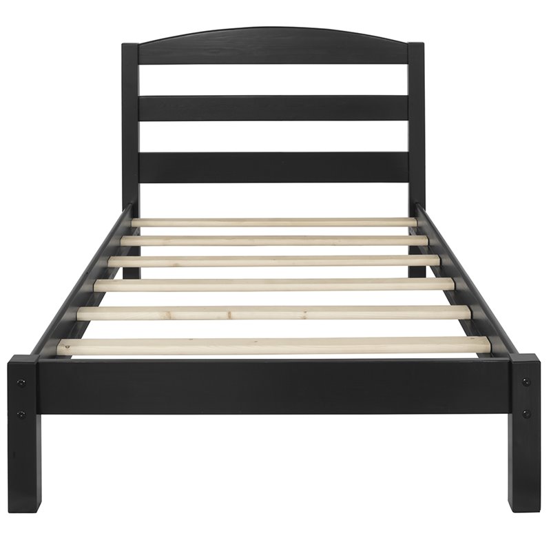 Dorel Living Braylon Twin Kids Slat Bed in Black