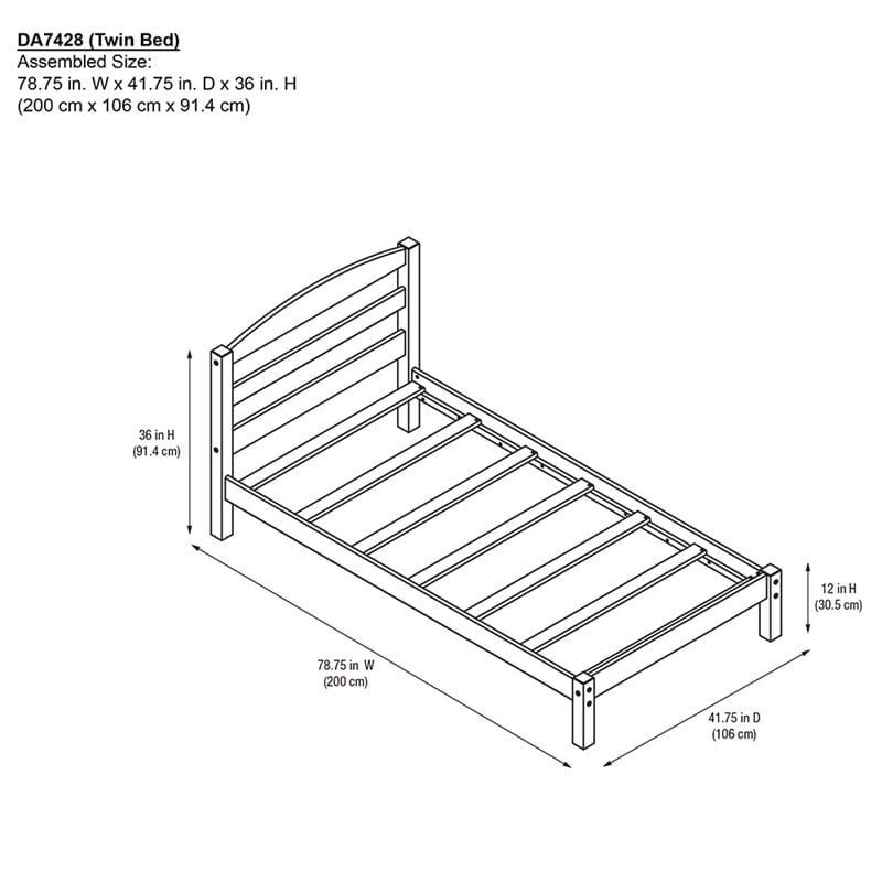 Dorel Living Braylon Twin Kids Slat Bed in Black
