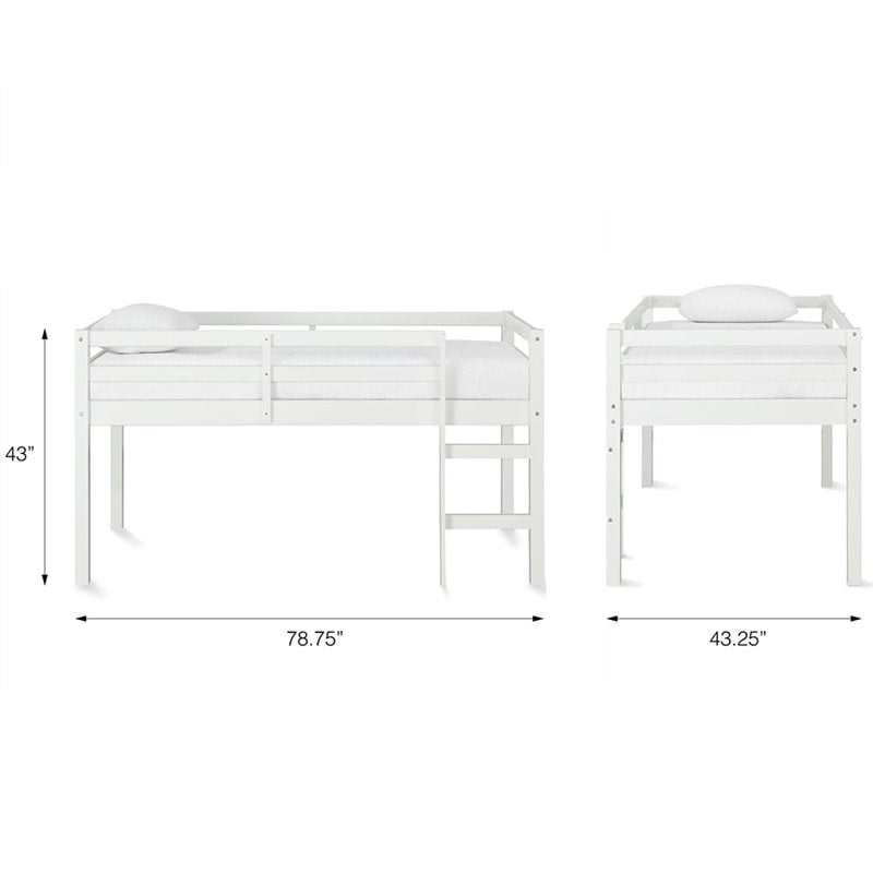 Dorel Living Milton Traditional Wood Twin Junior Loft Bed in White