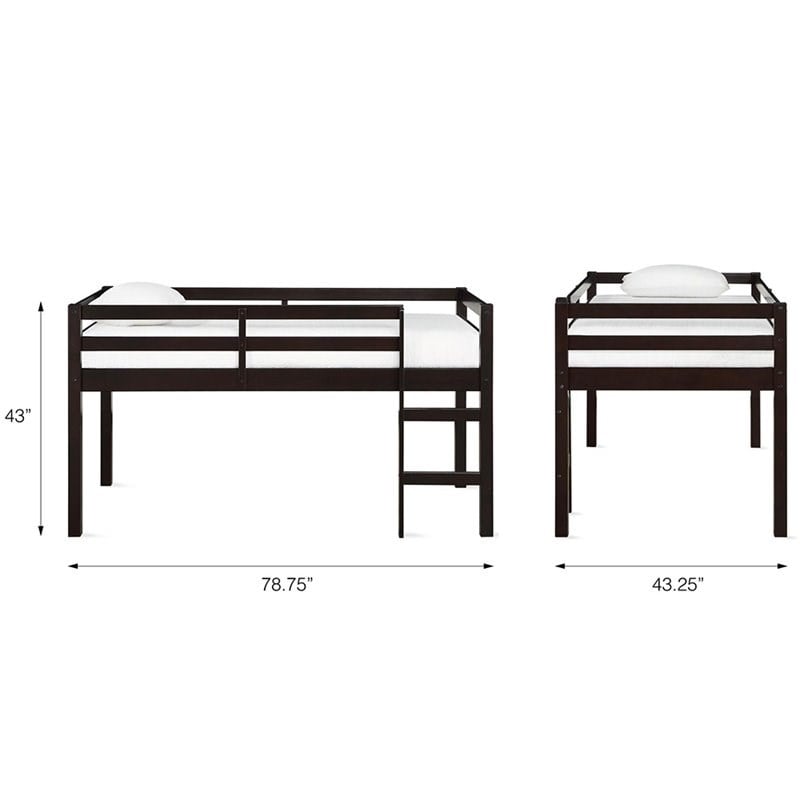 Dorel Living Milton Twin Junior Loft Bed in Espresso