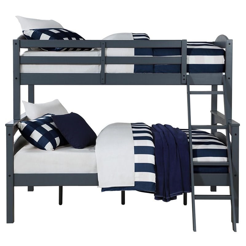 Dorel Living Brady Traditional Wood Twin Over Full Bunk Bed in Gray