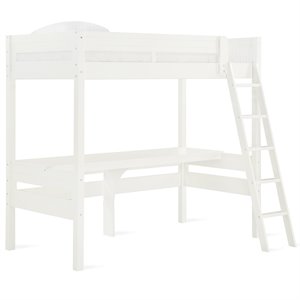 dorel living harlan twin loft bed with desk in white