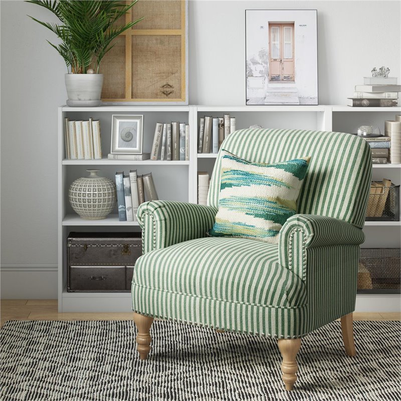 dorel living jaya accent chair in green stripe - da7902-gn