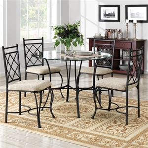Dorel Living Jersey Glass Top Metal 5 Piece Dinette