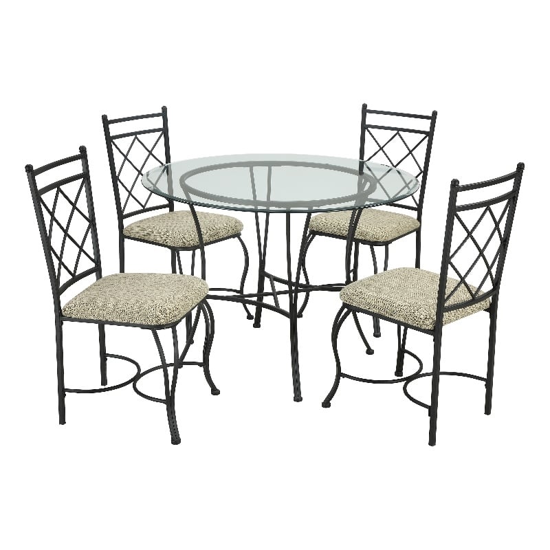 Dorel Living Jersey Glass Top Metal 5 Piece Dinette
