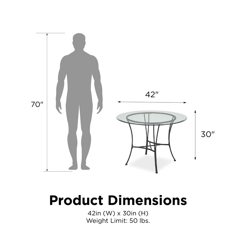 Dorel Living Jersey Glass Top Metal 5 Piece Dinette