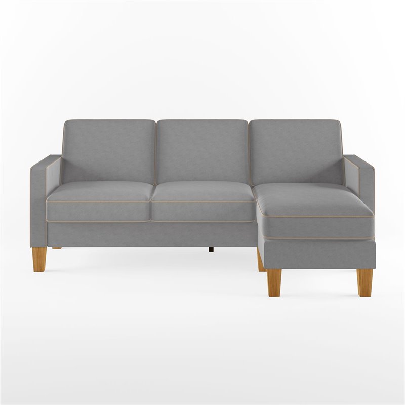 Novogratz Bowen Sectional Sofa L-Shaped Couch in Grey