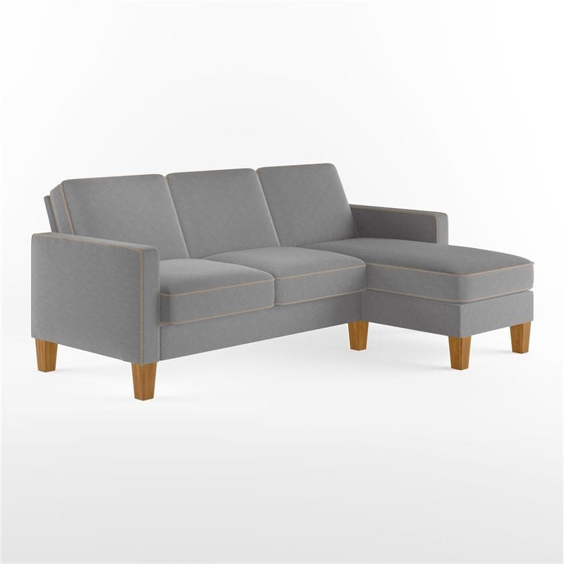 Novogratz Bowen Sectional Sofa L-Shaped Couch in Grey