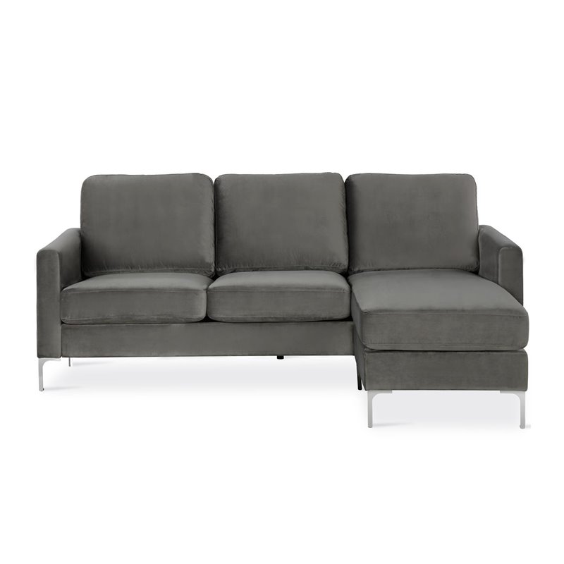 Novogratz Chapman Sectional Sofa with Chrome Legs in Grey