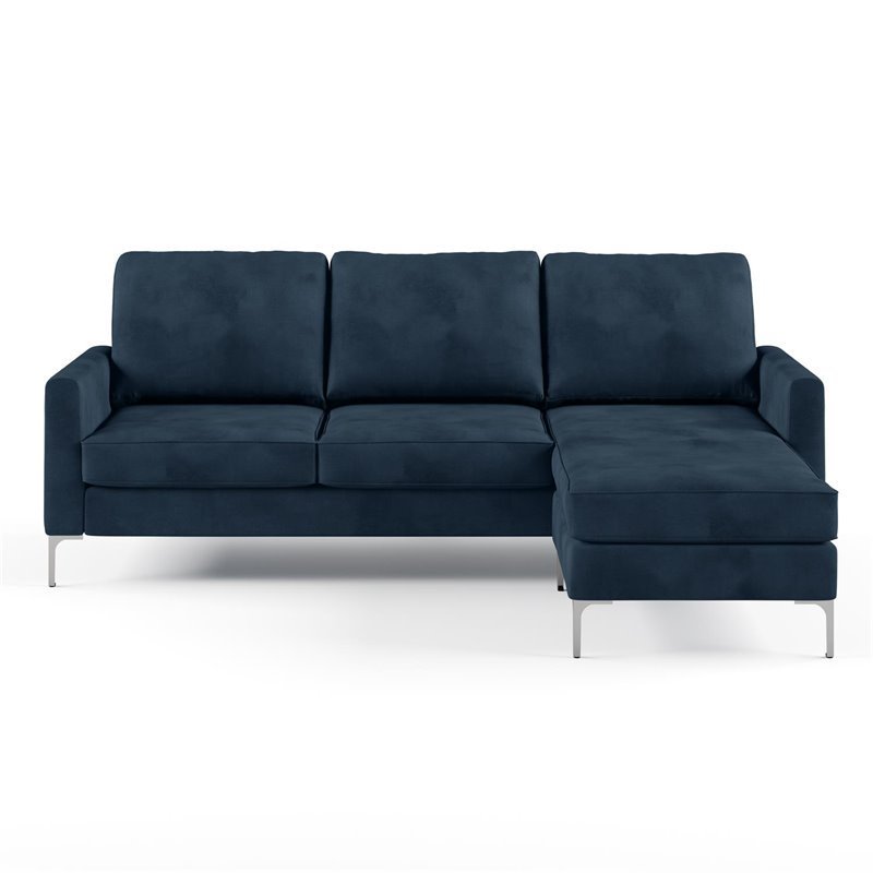 Novogratz Chapman Sectional Sofa with Chrome Legs in Blue