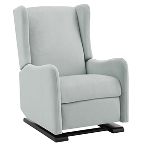 baby relax rylee tall wingback glider recliner chair in light gray linen