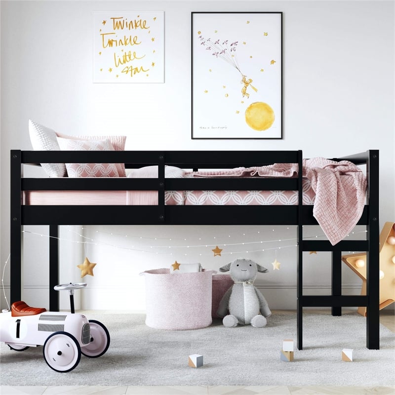 Dorel Living Milton Junior Twin Loft Bed in Black