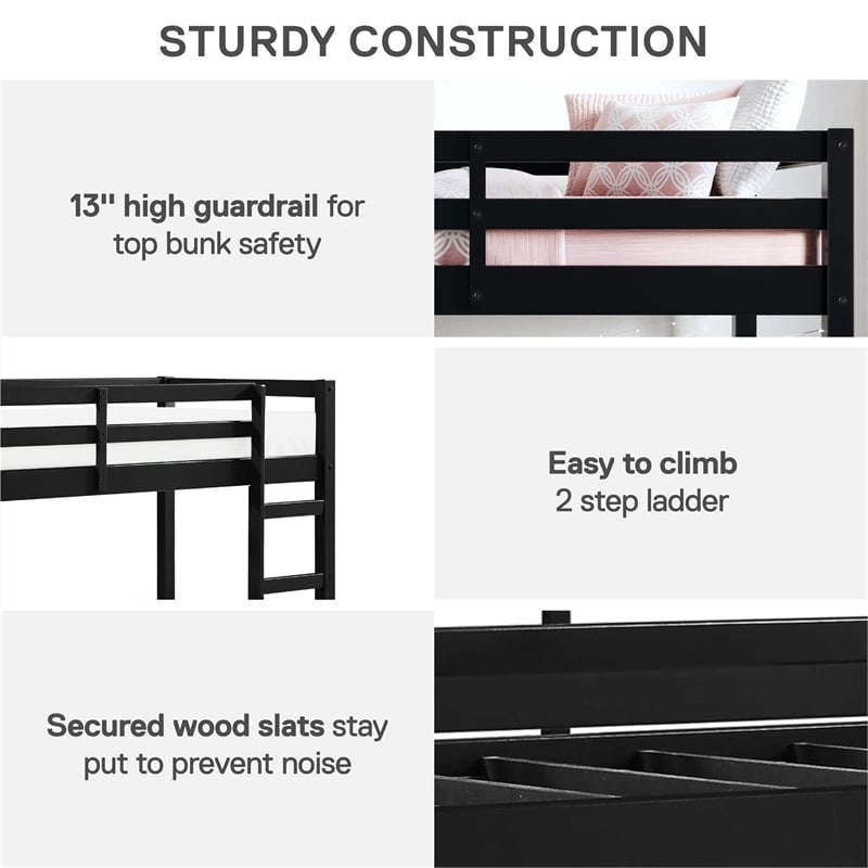 Dorel Living Milton Junior Twin Loft Bed in Black
