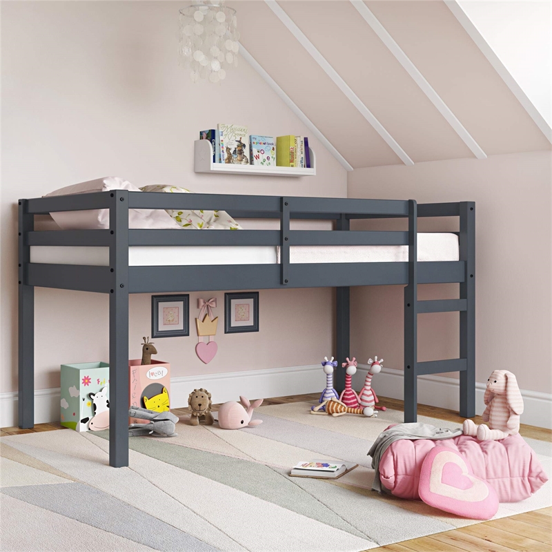 Dorel Living Milton Junior Twin Loft Bed in Gray