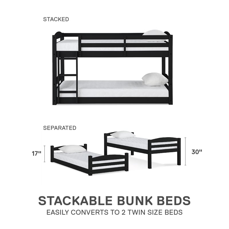 Dorel Living Sierra Twin Bunk Bed in Black
