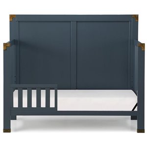 baby relax mid-century miles toddler guardrail in graphite blue