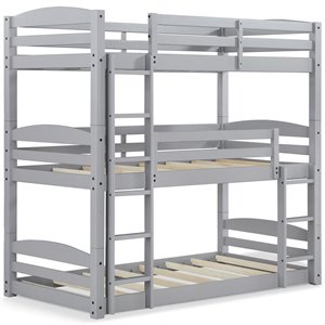 dorel living sierra triple floor wooden bunk bed in gray
