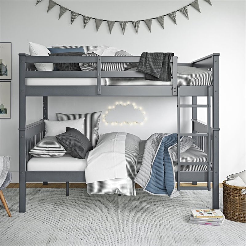 Dorel Living Moon Full over Full Bunk Bed with USB Port in Gray | Cymax ...