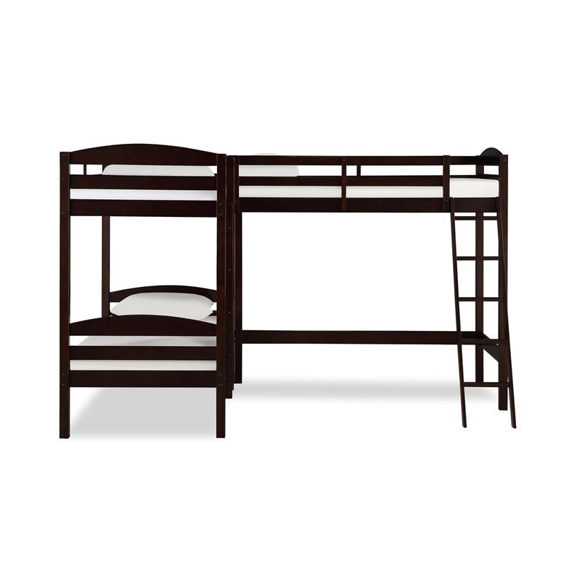 Dorel Living Clearwater Triple Bunk Bed in Espresso